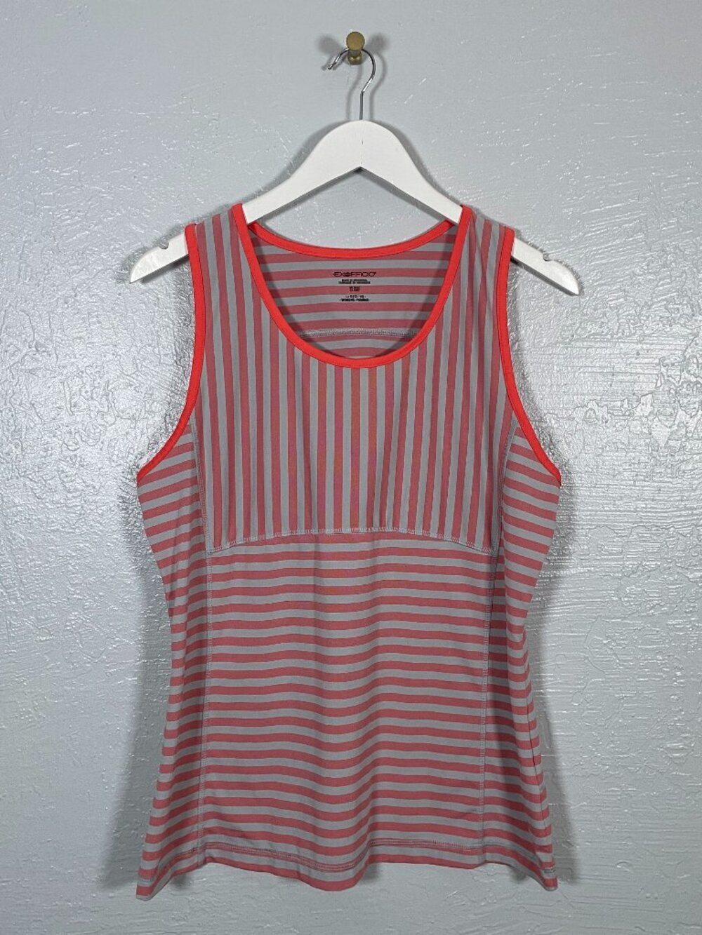 Exofficio Women L Orange Gray Stripe Tank Quick Dry Sleeveless Gorp Granola Girl